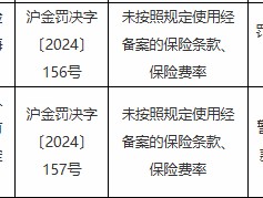 人保财险上海市嘉定支公司被罚43万元：未按照规定使用经备案的保险条款、保险费率